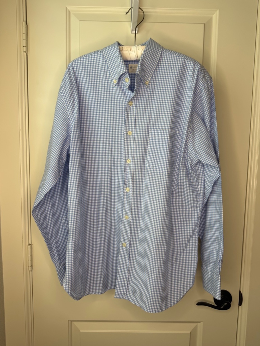 Oleg Cassini Men’s Blue & White Gingham Button-Down Shirt - Size Large